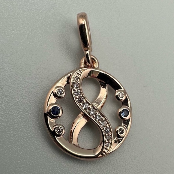 Pandora ME Infinity Charm Rose Gold-Plated CZ Blue & Clear NWT - Picture 5 of 6